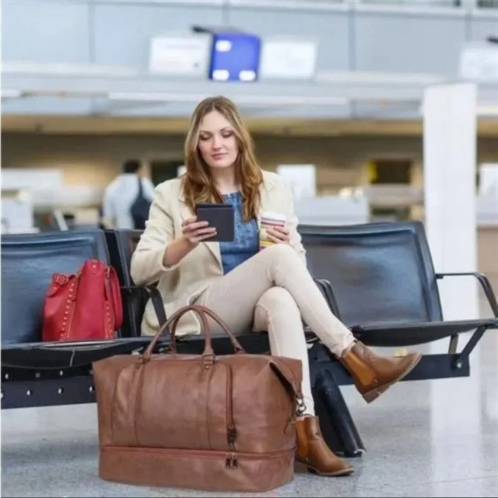 New Large Overnight Travel Duffle Tote Bags, Brown